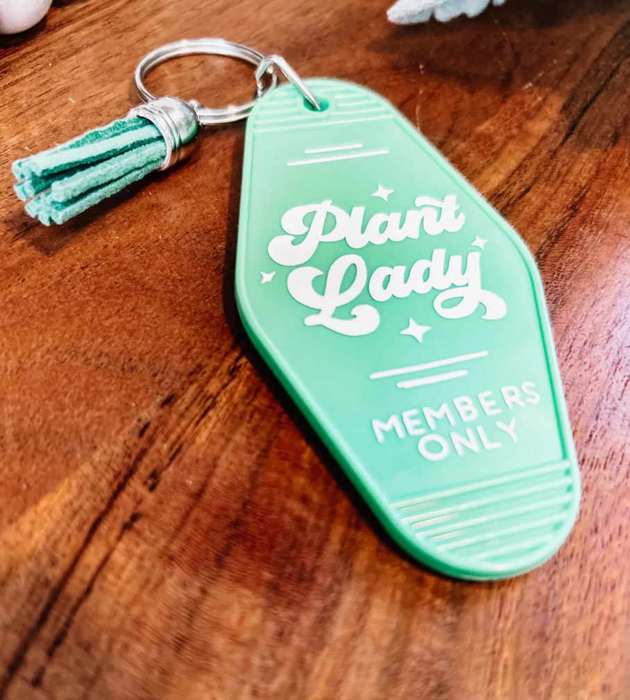 Plant Lady Vintage Motel Keychain